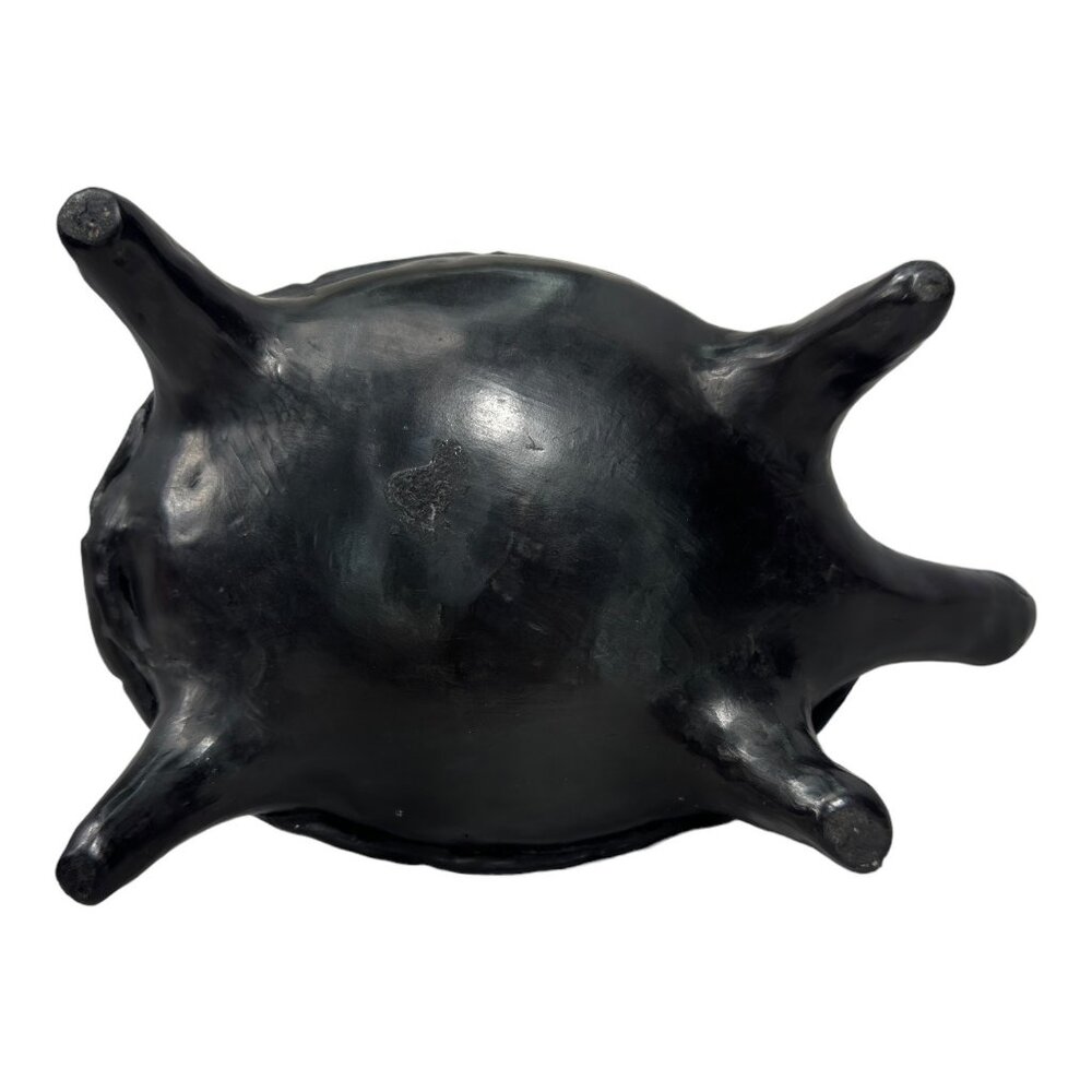 Barro Negro de Oaxaca Handmade Black Mexican Clay Tortoise VNTG Vase 7" H x 8" W - Picture 8 of 8